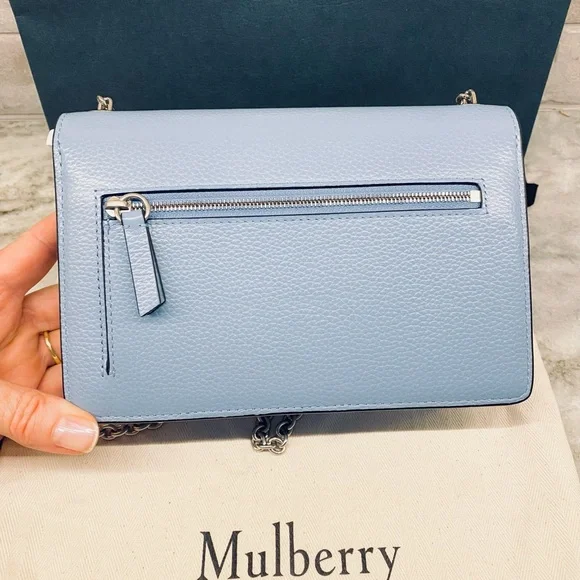 Limited edition - Mulberry small Darley crossbody Light Blue Silver Chain - Picture 3 of 10